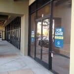 Side view of a beautiful, recently installed glass door on a commercial building in Chandler AZ
